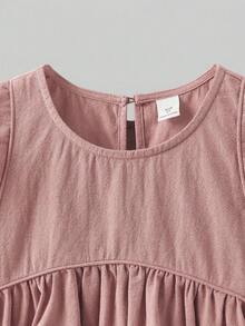 Maija Kids Maija Kids Young Girl Round Neck Cap Sleeve Blouse - Dusty Pink - View 5