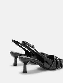 CUCCOO CURVES Women Shoes Women Pointed Black Buckle Multiple Straps Design Daily Versatile Fashion Wide Last High Heels - Black - View 9