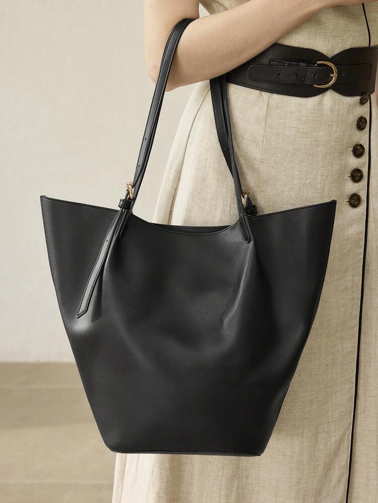 WOMEN'S MINIMALIST LARGE CAPACITY PU LEATHER TOTE BAG