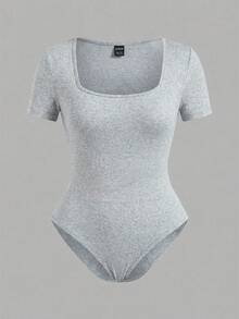 SHEIN EZwear Set de 3 bodys de manga corta con cuello cuadrado de unicolor casual, estilo básico adecuado para primavera y verano - Multicolor - Ver 7