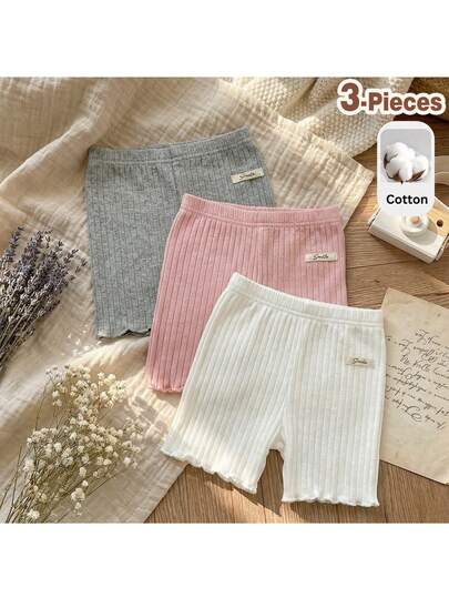 Loomiva 女婴夏季可爱纯色针织短裤，多件套