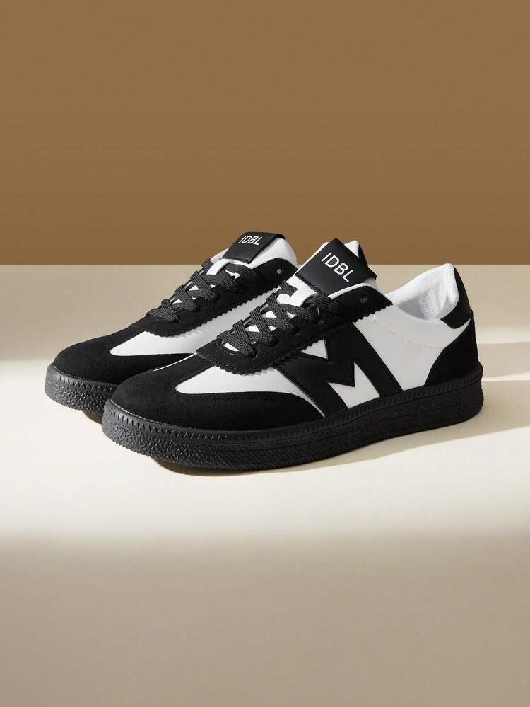 CUCCOO EASI Black And White Color Matching Moral Training Shoes, Retro M-Shaped Casual Board Shoes, Spring And Summer Commuting Versatile Sports Shoes