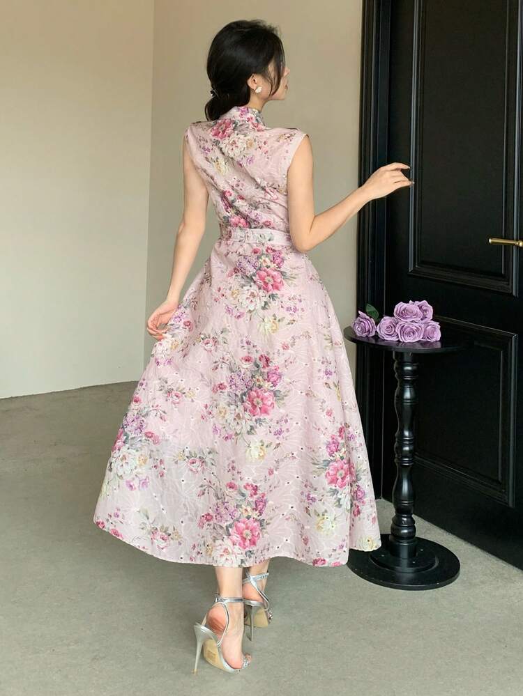 Women's Casual Elegant All-Over Floral Print Mid-Length Dress, Suitable For Spring And Summer, Festive Outfit Boho