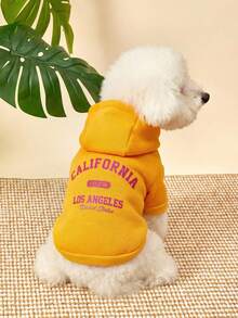 PETSIN 1 Piece Of Red Letter Printed Pet Yellow Sports Style Thick Warm Spring And Autumn Pet Clothing Hoodie - Yellow - View 2