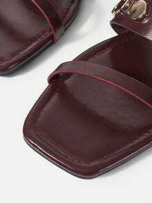 Mnmlis Women Fashion Flat Sandals, Casual Daily Wear For Summer - Burgundy - View 4