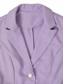 EMERY ROSE Bộ áo liền quần nữ màu trơn cổ ve áo, cài một hàng cúc, không tay, kiểu dáng thường ngày. - Màu tím - Xem 6