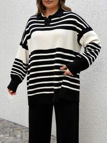Plus Size Sweater Co-Ords - 黑色 - 查看 4