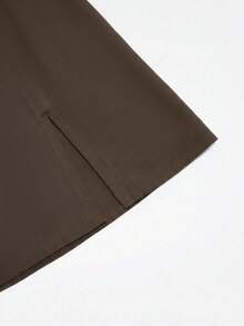 Franclia Elegant Brown Winter Skirt For Office,Business Commute,Vintage Side Slit Solid Color Mini Skirt,Casual Street Style Fashion For Spring Summer - Coffee Brown - View 6