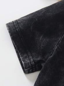 SHEIN Explorewe 2件組男嬰休閒韓風深灰色夏季套裝 字母與紮染圖案短袖T恤及短褲 沙灘服 6M-3T - 黑色 - 查看 7