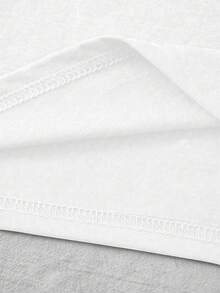 Glimmora Áo thun nữ dáng ngắn in khẩu hiệu, kiểu dáng thường ngày, thích hợp cho mùa hè. - trắng - Xem 4