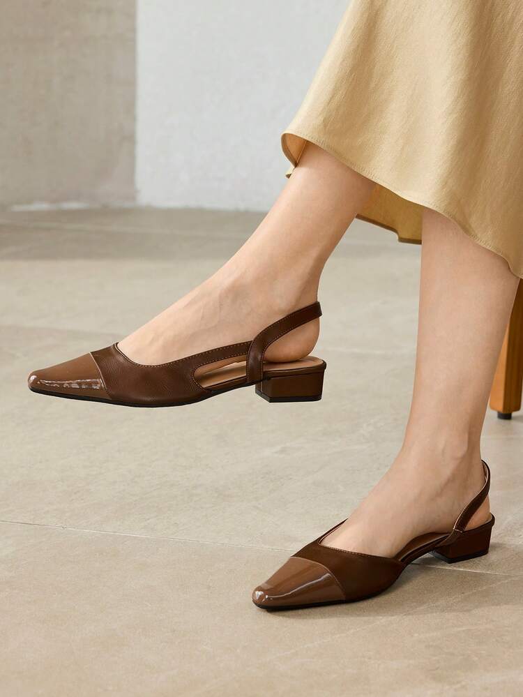 SPRING AND AUTUMN NEW PRODUCT BROWN COLOR SQUARE TOE BACKSPACE FASHION FRENCH SIMPLE GENEROUS VERSATILE WOMEN'S FLAT SHOES