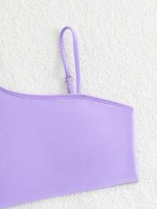 SHEIN Tween Girl Ruffled Bikini Set With Cover-Up Skirt,Lavender Summer Cute Beach Holiday 3 Pieces Modest Swimwear Bathing Suits For Older Teens Girls - Purple - View 4
