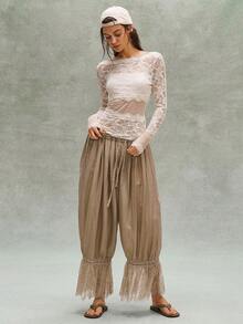 Bohemela 女士休闲纯色针织上衣 - 杏色 - 查看 7