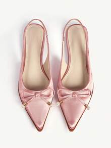 CUCCOO CHICEST 女士鞋 春夏新款浅粉色蝴蝶结珍珠女鞋 织物鞋面 透气内里 日常休闲时尚平底鞋 - 粉色 - 查看 1