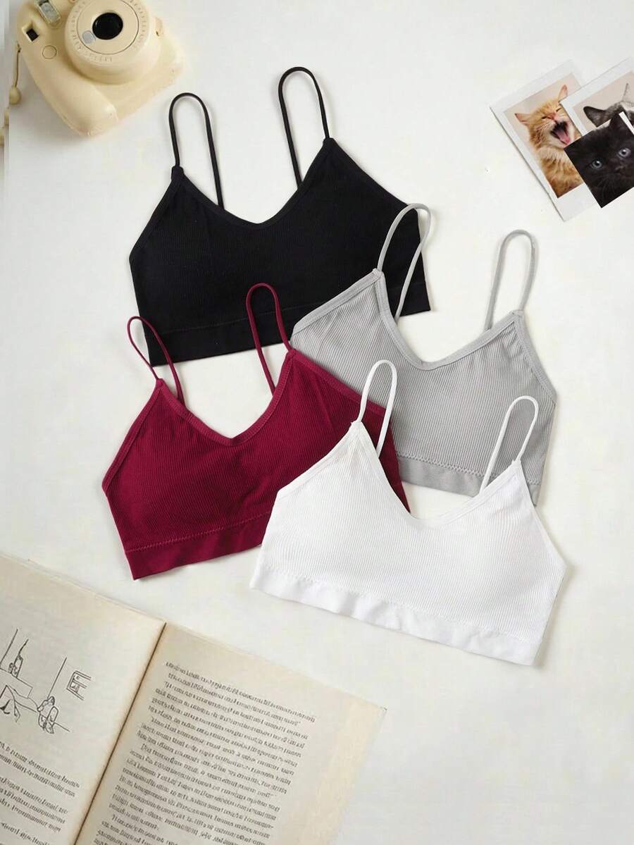 Lowkey Lull Women's Casual High Stretch Plain Backless Bralette Set In Multicolor Fabric - Multicolor - View 1
