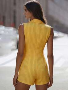 Balvessa Mono elegante sin mangas a rayas para mujer - Amarillo - Ver 2