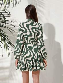 Aveloria Rosie Random Printed Long Sleeved Dress Vacation Outfits Woman  - Multicolor - View 2