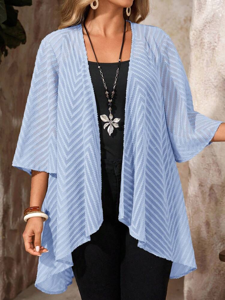 Plus Size Women Casual Solid Color Cutout Jacket
