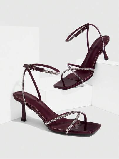 CUCCOO SZL Nuevos y sexys sandalias de tacón alto de verano para mujeres, con tiras cruzadas doradas, diseño encantador y elegante. Sandalias de tacón de aguja con punta cuadrada, tiras finas y punta abierta.