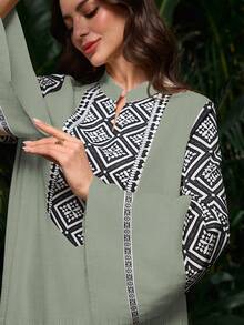 Al Najma Middle Eastern/Arabic Style Long Robe Dress, Suitable For Dubai, Indonesia, Turkey - Green - View 6