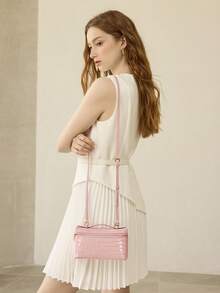 MOTF PREMIUM WOMEN'S FASHIONABLE AND ELEGANTCROCODILE PATTERN HANDBAG BOX BAG - Baby Pink - View 8