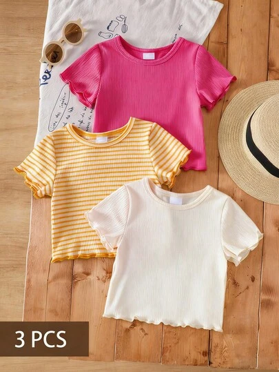 SHEIN Conjunto unisex de 3 piezas retro y lindo para bebé e infante de 0 a 3 años, niña/niño, ropa casual suave y elástica, adecuado para uso diario, hogar, vacaciones