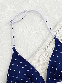 少女泳装套装，休闲假日可爱随机印花针织面料，可调节吊带上衣和三角泳裤两件套，双面可穿，适合夏季海滩泳池派对假日 - 彩色 - 查看 6