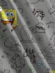 SpongeBob SquarePants | SHEIN Women's Round Neck All-Over Print Casual Everyday T-Shirt - White - View 7