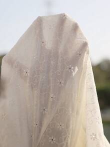 Juhart 大码女式刺绣镂空翻领薄款西装外套 - 杏色 - 查看 10