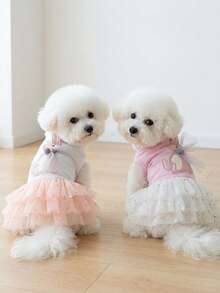 PETSIN Dog Clothing, Cat Clothing, Animal Skirts, Pet Spring/Summer New Collection, Puppy Dress, Princess Versatile Dress, Printed Stripes, Small Animal Clothing, Cool Sunscreen - Multicolor - View 2