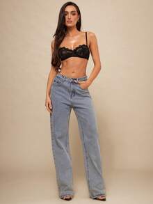 Silquee 花邊底座鋼絲圍束文胸內衣 - 黑色 - 查看 7