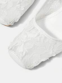 CUCCOO HITCHD 女士方头高跟鞋，白色花朵蕾丝，婚礼优雅舒适款 - 白色 - 查看 4