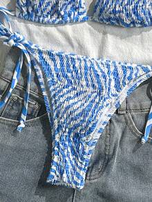 Swim Vcay 2025 女士夏季沙滩度假褶皱豹纹吊带比基尼套装 - 彩色 - 查看 4