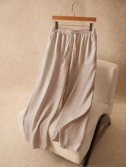 Elaquor Damskie spodnie w dużych rozmiarach z wiązaniem w talii i szerokimi nogawkami, luźne, codzienne