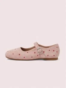 CUCCOO DOLLMOD 女士新款时尚学院风黑色星星刺绣平底鞋百搭 - 粉色 - 查看 7