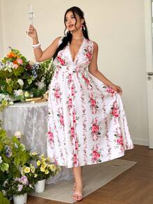 FleurLily Đầm không tay in hoa thanh lịch cỡ lớn, thích hợp cho mùa hè. - Nhiều màu - Xem 6