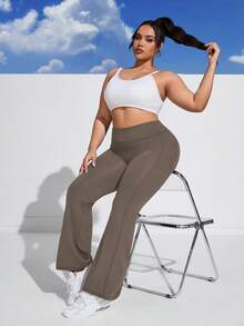 Rhythm Era Quần nỉ ống loe cạp cao có túi bên hông cỡ lớn - Cà phê nâu - Xem 4