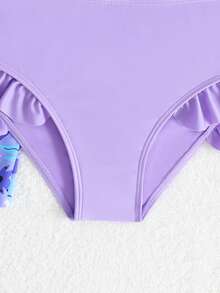 SHEIN Tween Girl Ruffled Bikini Set With Cover-Up Skirt,Lavender Summer Cute Beach Holiday 3 Pieces Modest Swimwear Bathing Suits For Older Teens Girls - Purple - View 5