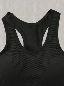 SHEIN With My Calm Bộ 2 món áo lót nữ màu trơn dáng lửng, đa năng, thích hợp mặc hàng ngày và chơi thể thao. - màu đen - Xem 4