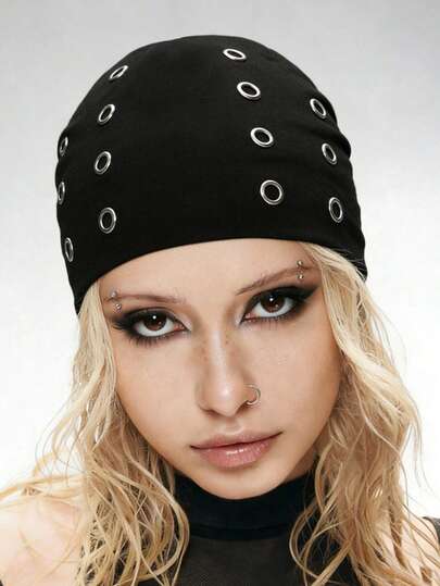 Grunge Punk 1 pieza Gorra metálica hueca de estilo punk, gorra delgada de primavera y verano estilo Y2K, gorra de estilo hip-hop