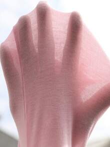 SHEIN LUNE 女士休闲薄纱防晒衬衫，轻薄夏季度假/通勤/日常基本款时尚外套，长袖单肩抽绳可爱T恤 - 粉色 - 查看 7