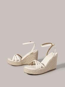 Styleloop Giày sandal đế xuồng cao gót cho nữ, mũi tròn, quai ngang, chống thấm nước, phong cách Bohemian, retro Mỹ, thích hợp cho kỳ nghỉ, lễ hội âm nhạc Coachella, trang phục dự tiệc, trang phục ngày lễ, đồ cần thiết khi đi du lịch. - Màu be - Xem 2