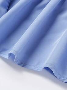 Franclia V领褶裥无袖系带女式衬衫 - 藍色 - 查看 4