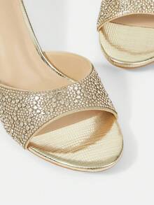 CUCCOO HITCHD Sandal nữ mũi vuông đính đá lấp lánh, kiểu dáng slip-on, thoải mái và thời trang, thích hợp cho tiệc tùng, mặc hàng ngày và đi làm - Xuân/Hè - Màu vàng nhạt - Xem 4