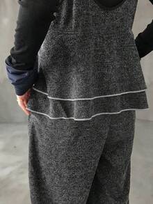FRIFUL 女士吊带宽松阔腿连体裤，荷叶边装饰，夏季连体裤，女士休闲套装 - 深灰色 - 查看 7