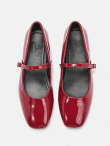 CUCCOO CURVES Zapatos de mujer con tacón grueso rojo, zapatos con suela gruesa, zapatos de tacón bajo de temperamento francés para uso diario, zapatos para usar afuera, con punta cuadrada que no cansa y con forma de pie ancha - Rojo - Ver 10