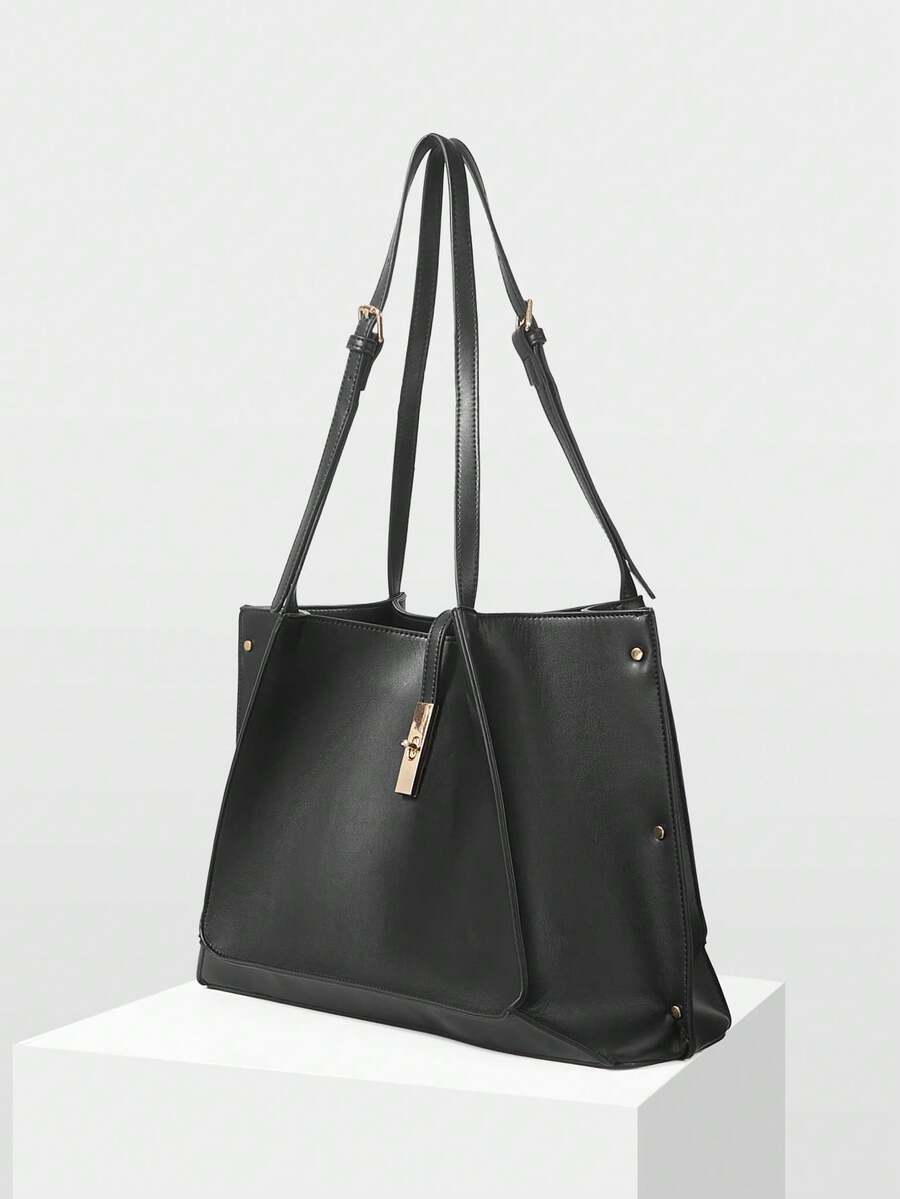 MOTF WOMEN'S TOTE BAG, LARGE CAPACITY COMMUTER SHOULDER BAG. - Black - View 2