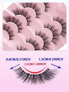5 cặp mi giả lông chồn tự nhiên, trong suốt, mềm mại, nhẹ và bồng bềnh, thích hợp để sử dụng hàng ngày. - màu đen - Xem 2