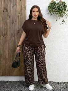 EMERY ROSE 休闲简约豹纹两件套，适合夏季 - 彩色 - 查看 6