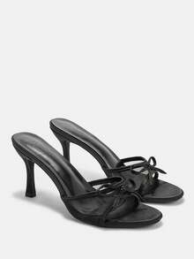 CUCCOO CURVES Women Shoes Women's Square Toe With Bow Design Daily Versatile Fashion Wide Last High Heels - Black - View 2